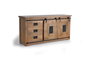 GINER Y COLOMER Buffet de style industriel en bois massif d'acacia et métal, 2 portes coulissantes, 2 tiroirs, couleur naturel, 80 x 165 x 45 cm